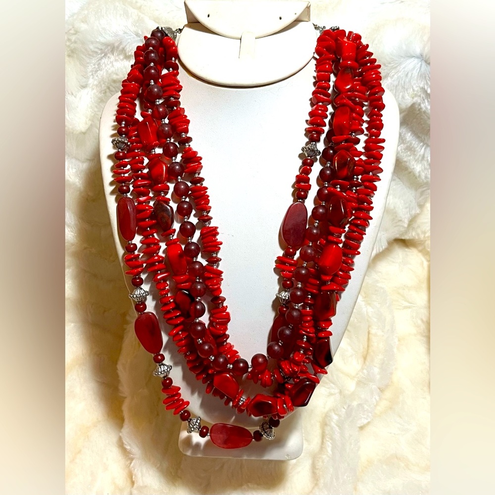 Chico’s multi strand red necklace